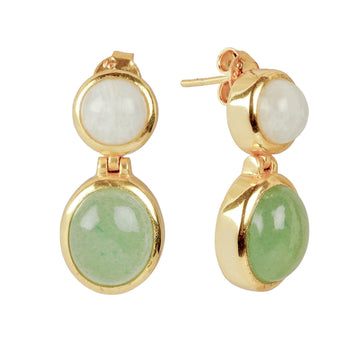 Green Aventurine And Moonstone Earrings.