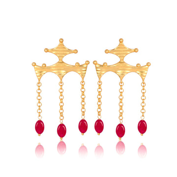 Ruby Bead Drop Earrings