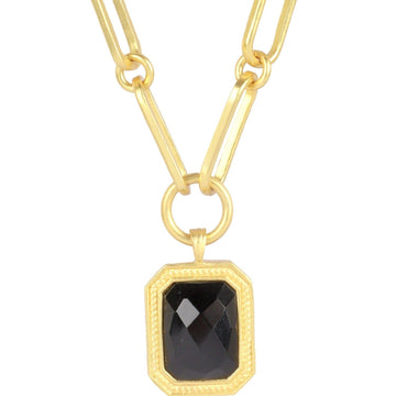 Paperclip Chain Rectangular Black Crystal