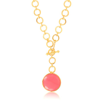 Blushing Pink Crystal With Loop Chain & T Lock