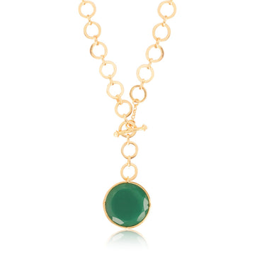 Emerald Green Crystal Pendant With Loop Chain & T-Lock