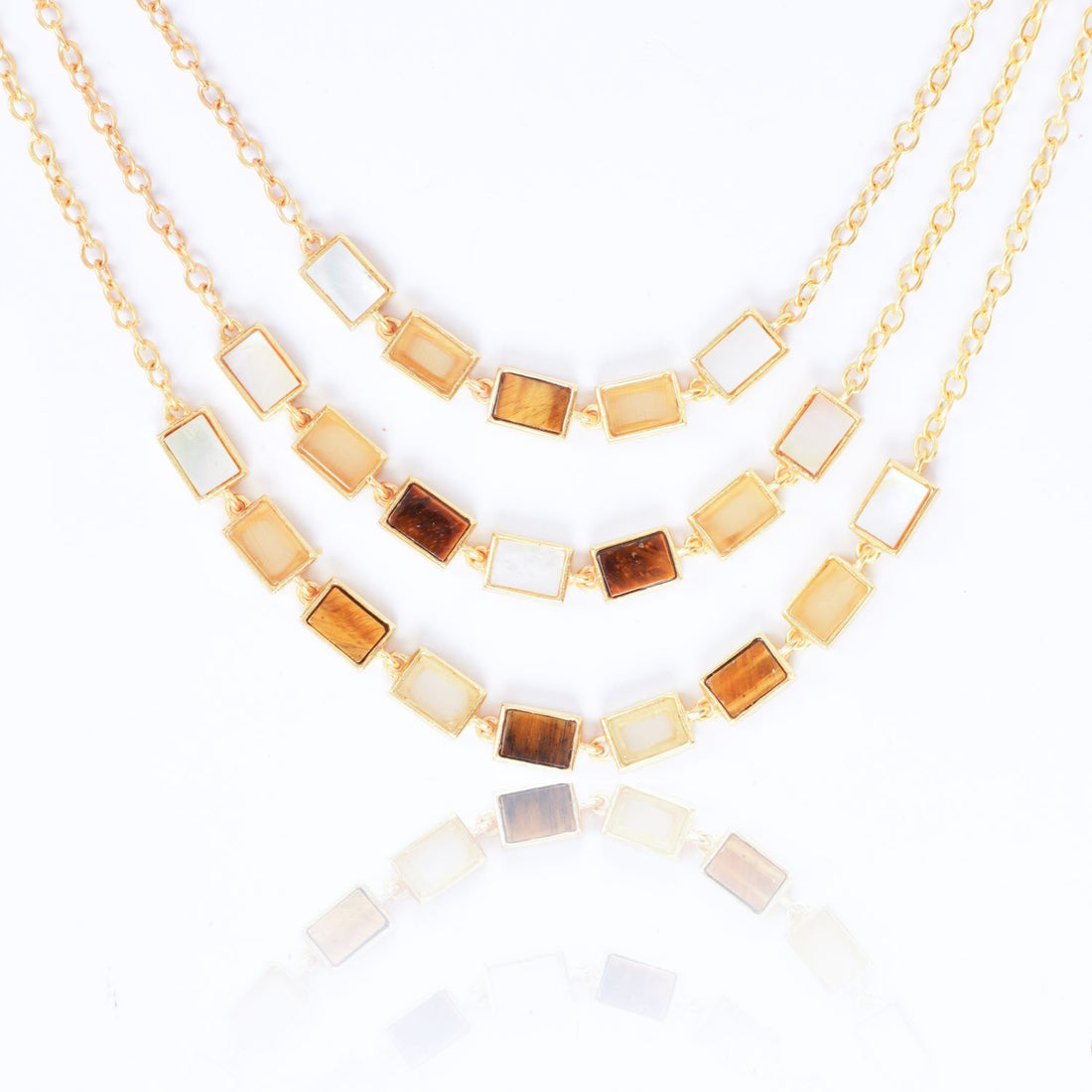 Earthy Tone Triple Layer Necklace