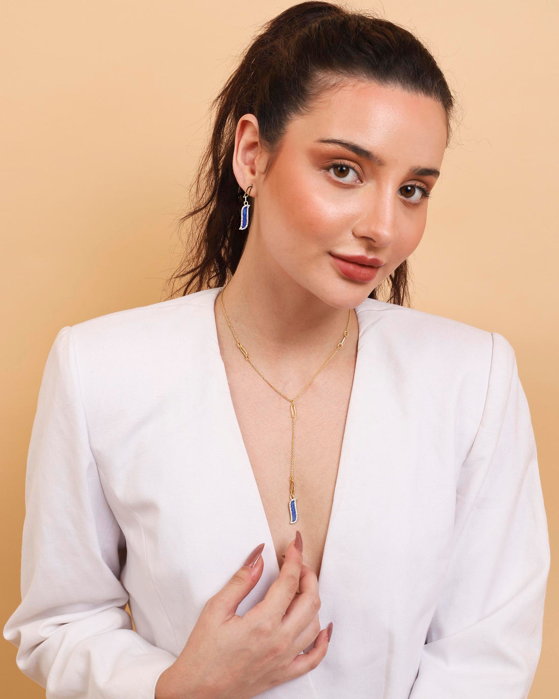 Wave Symphony Lariat Necklace - Blue Lapis - Lila Rasa