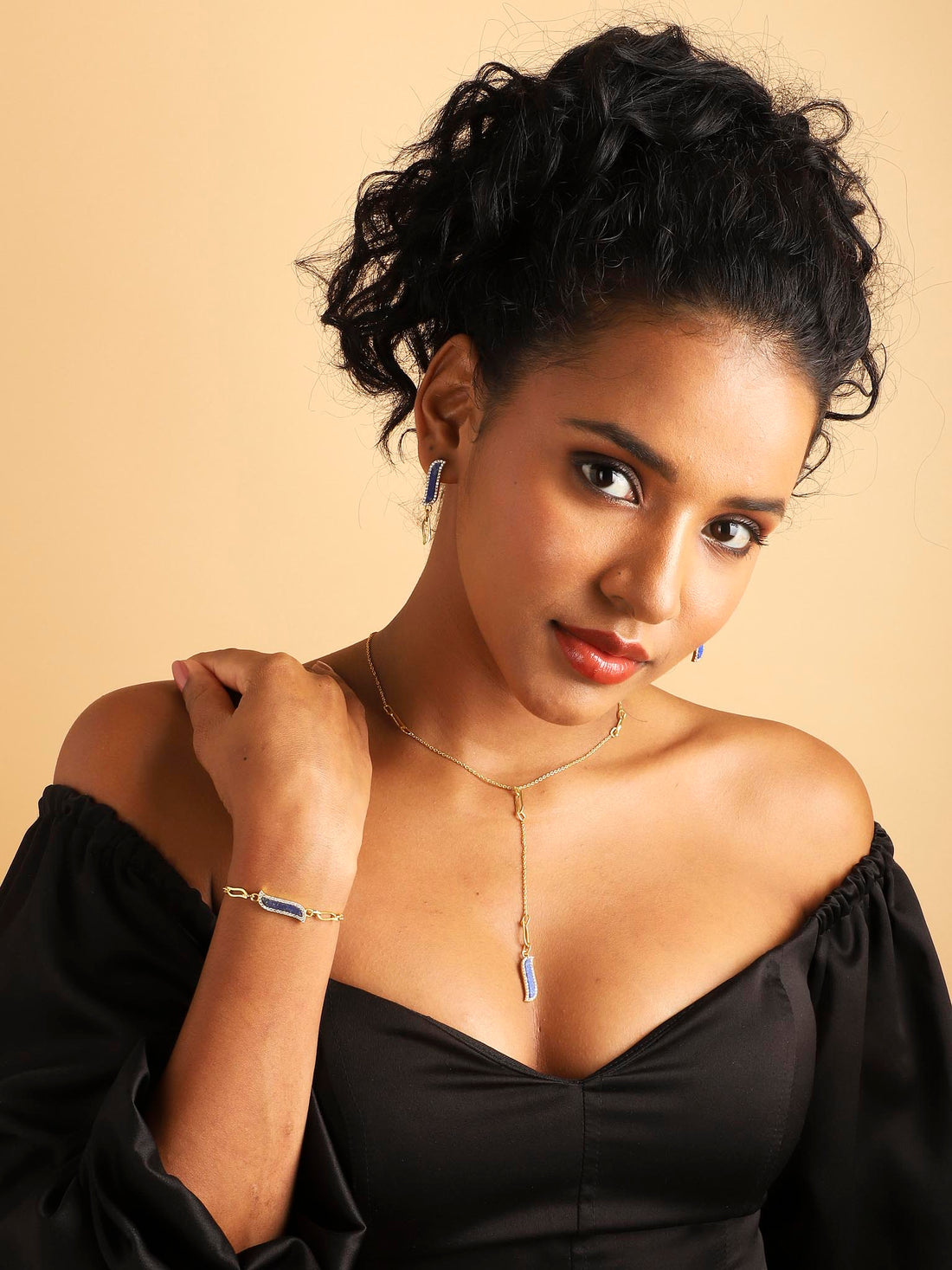 Wave Symphony Lariat Necklace - Blue Lapis - Lila Rasa