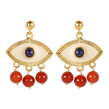 Evil Eye Earrings Red Carnelian