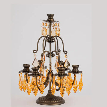 Amber Crystal 7-Arm Girandole Candelabra