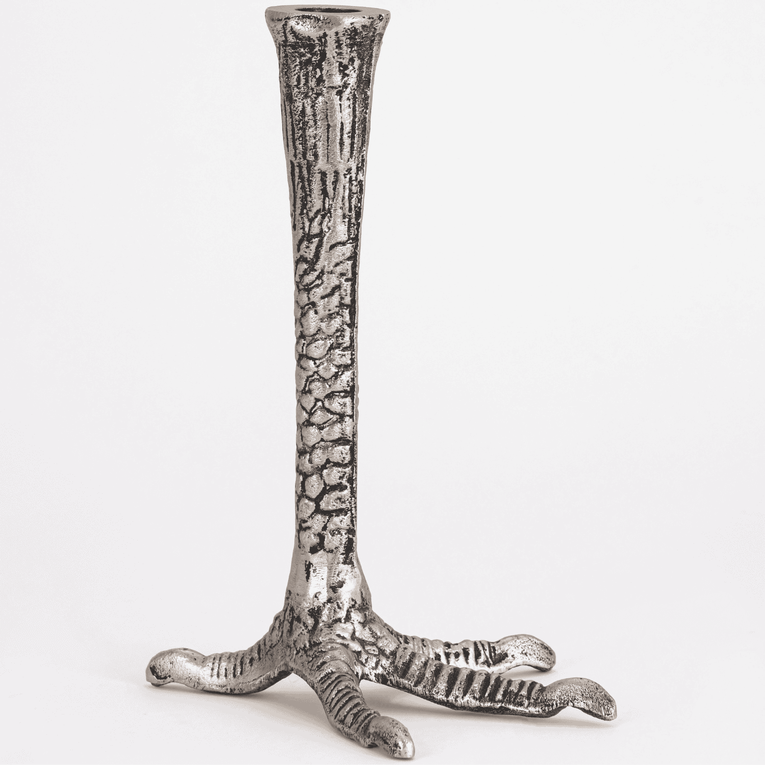 Glam Bird Feet Candle Holder Distressed Nickel