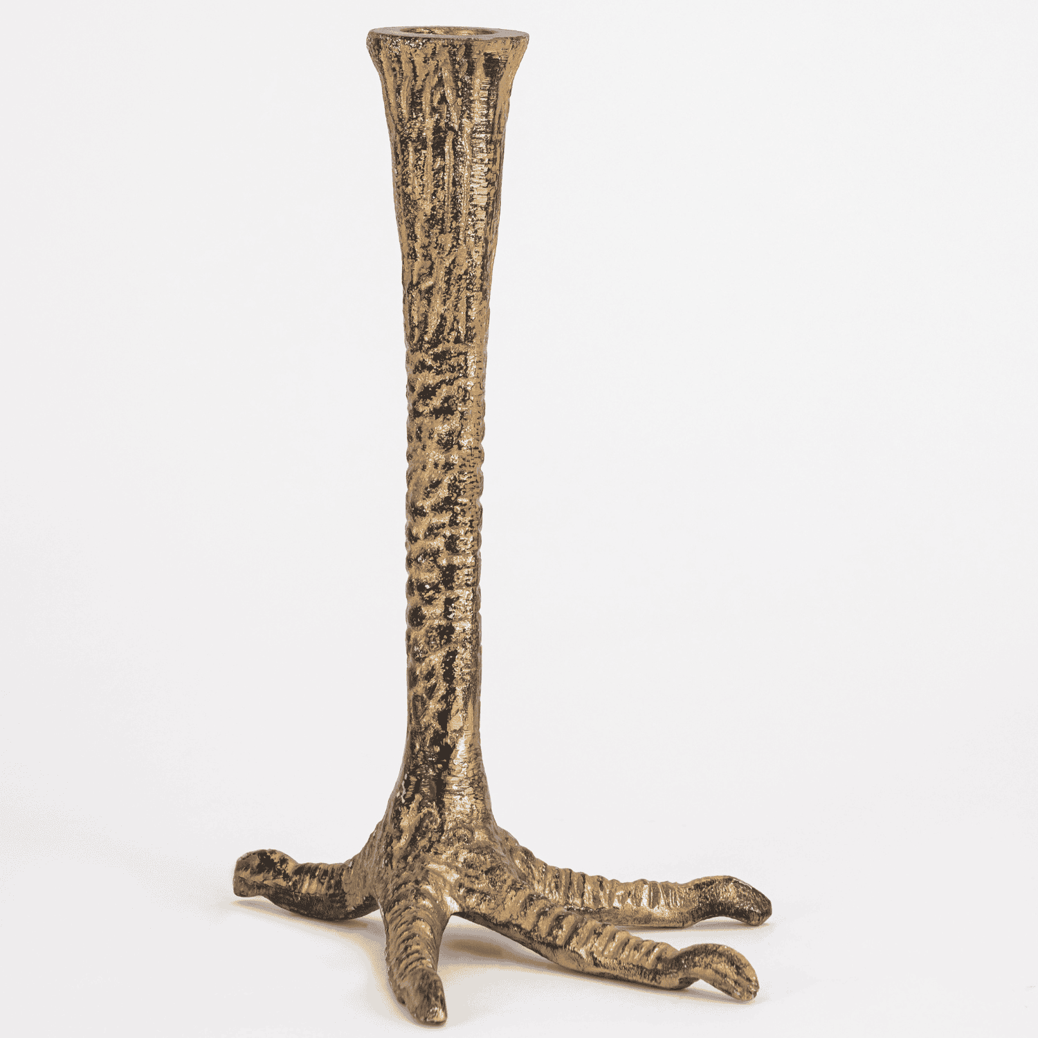 Glam Bird Feet Candle Holder Distressed Brass