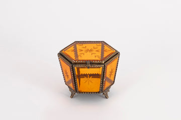 Etched French Jewellry Box (Amber)