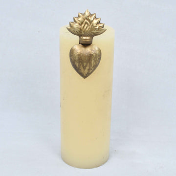 Antique Gold Milagro Heart Candle Pin