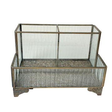 Aged Antique Multipurpose Fluted Glass Organiser