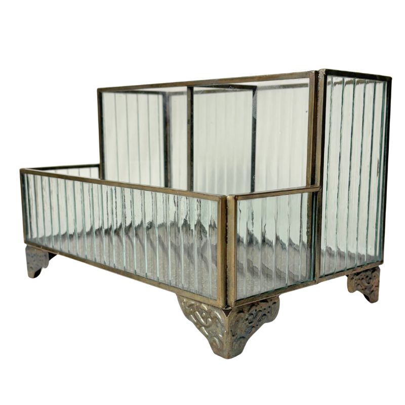 Aged Antique Multipurpose Fluted Glass Organiser