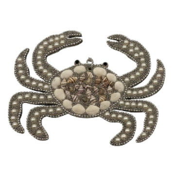 Seashell & Pearl Wooden Crab Decor 