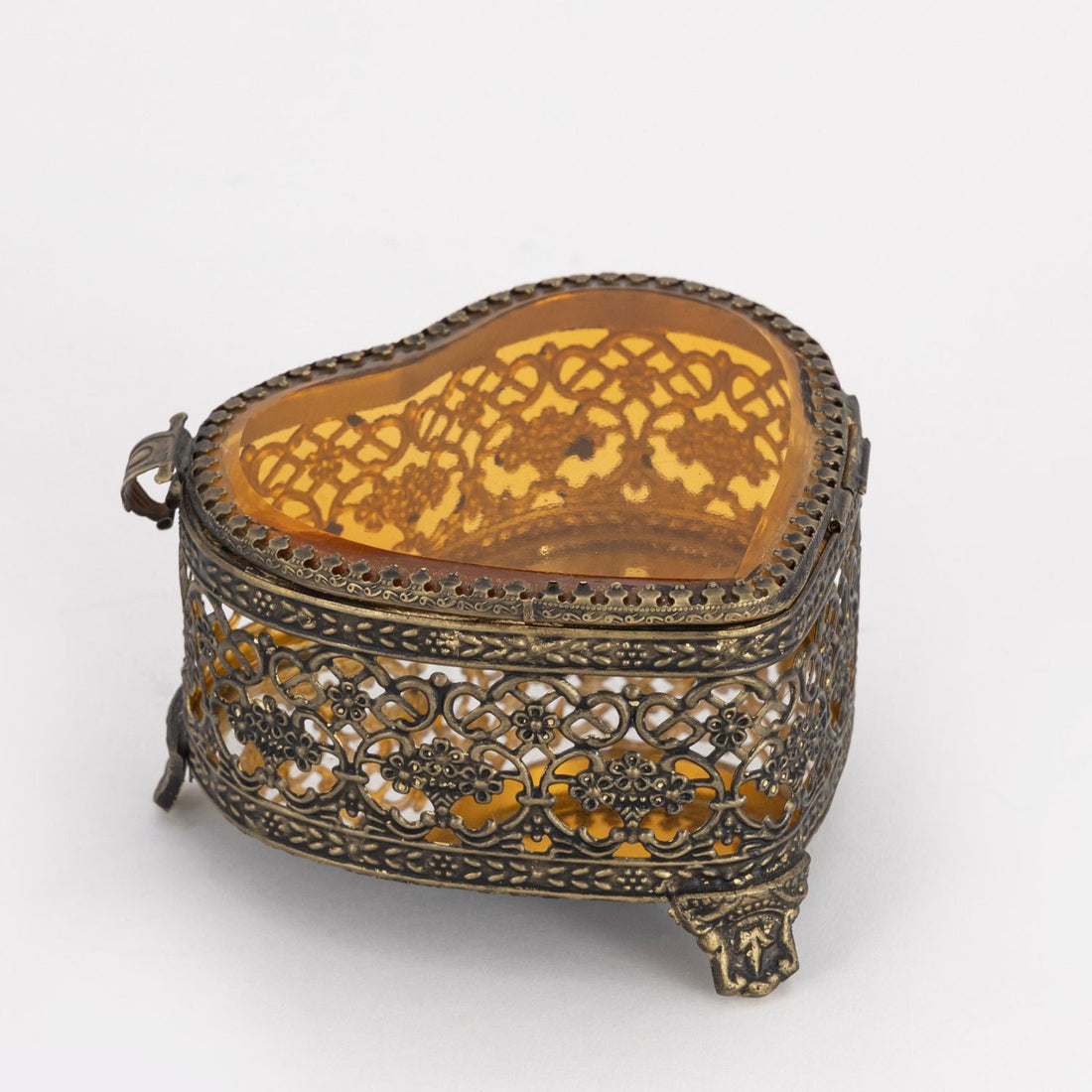 Coeur Brass Filgree Casket (Amber)