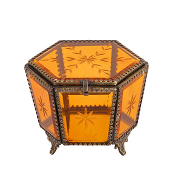 Etched French Jewellry Box (Amber)