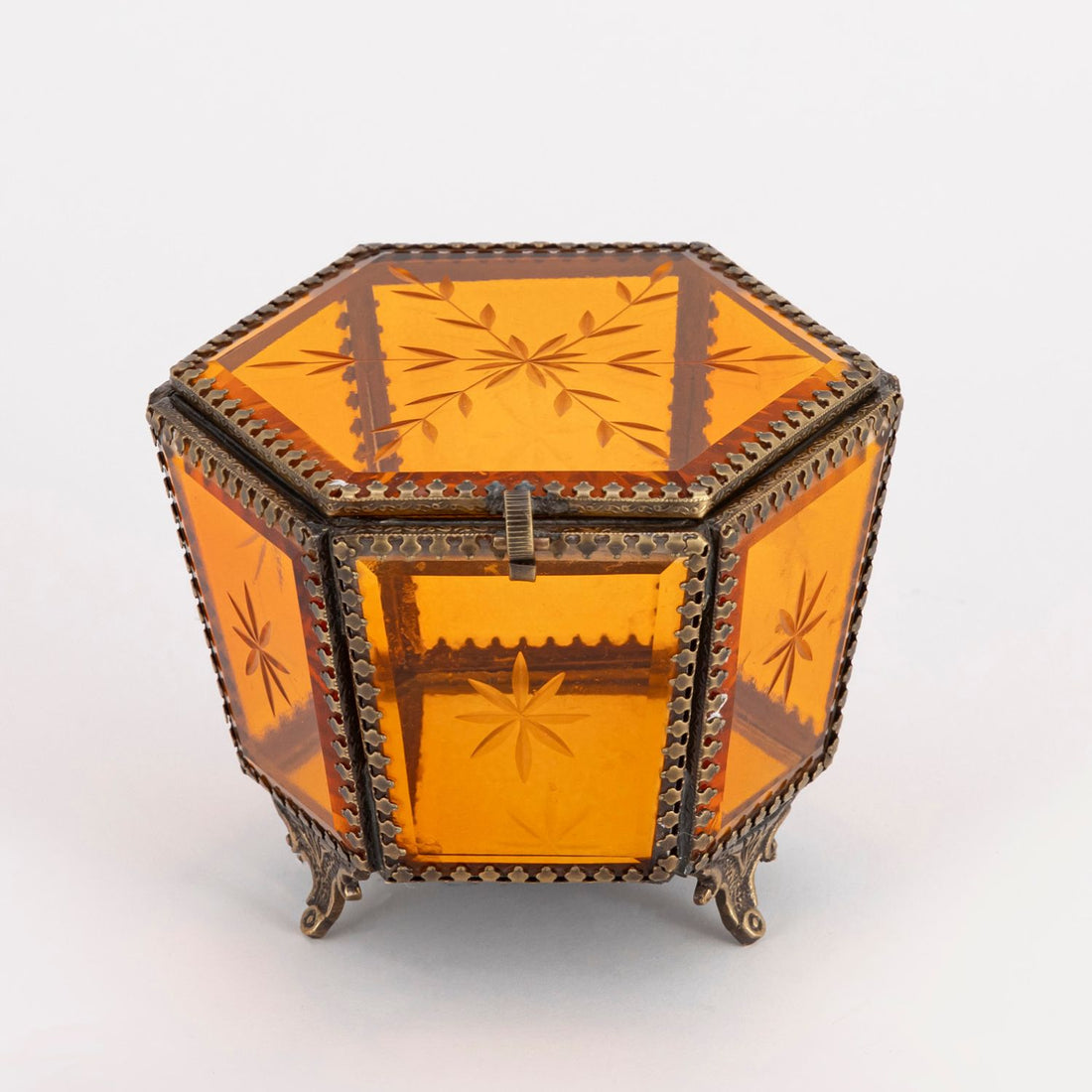 Etched French Jewellry Box (Amber)