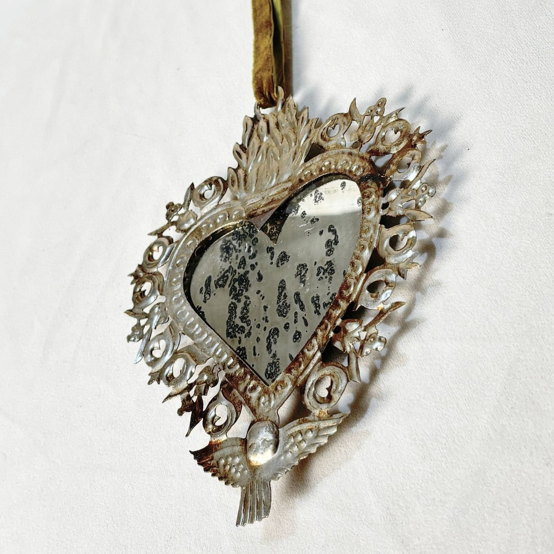 Angel Milagro Heart Distressed Mirror