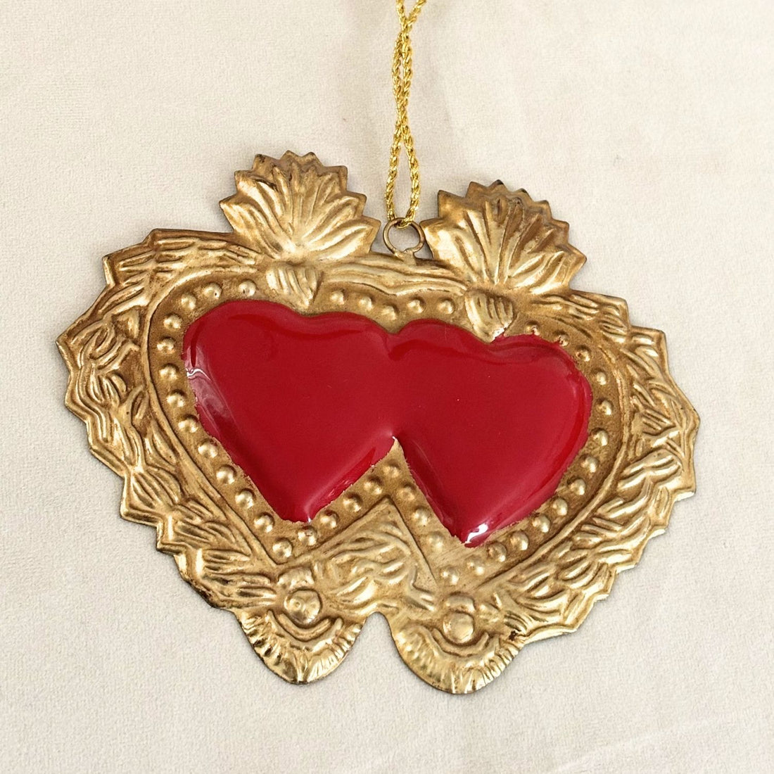 Milagro Double Heart with Red Enamel