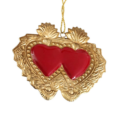 Milagro Double Heart with Red Enamel