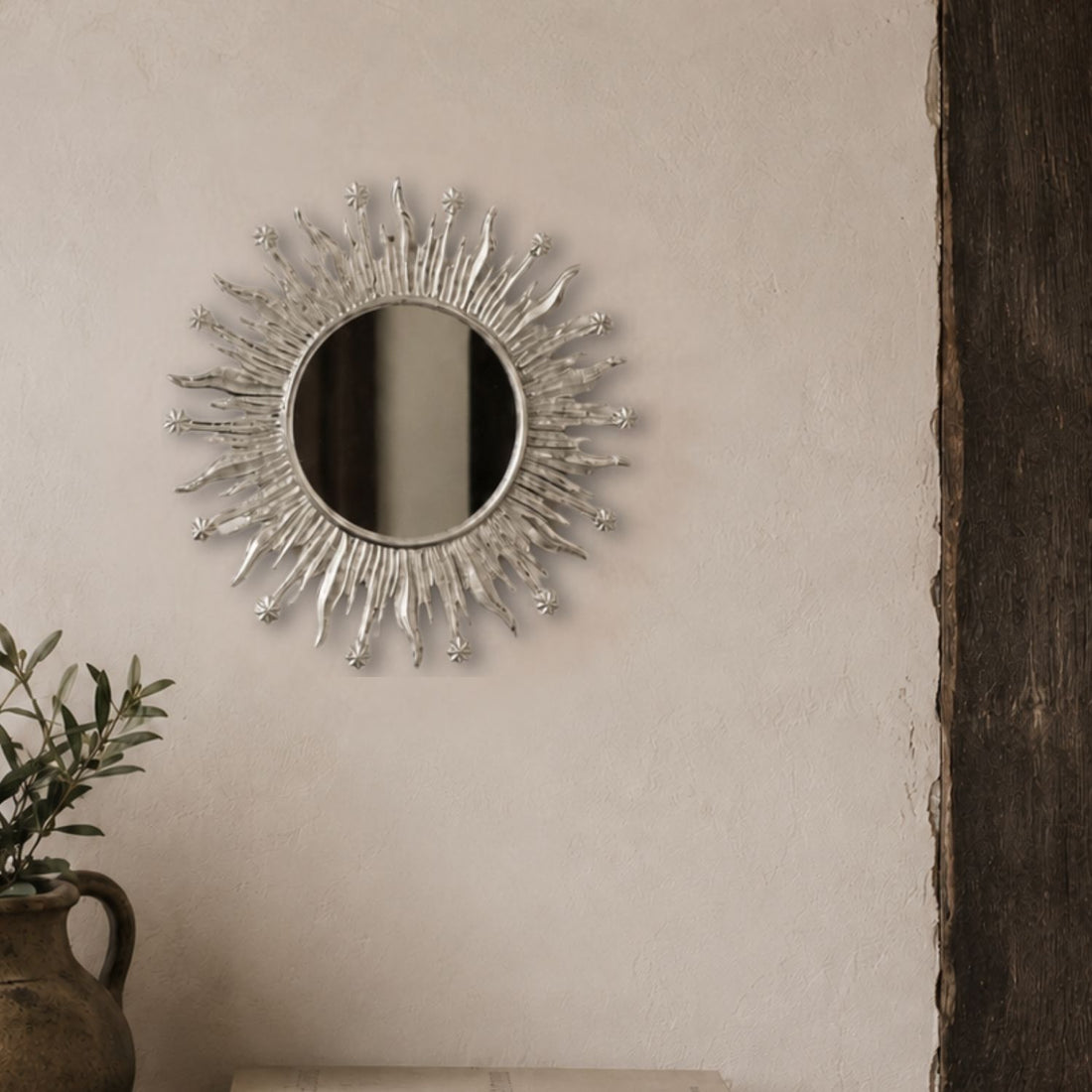Round Sunburst Mirror (Silver)