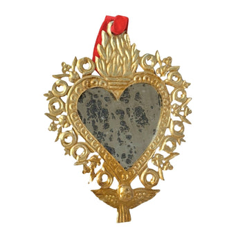 ANGEL MILAGRO HEART DISTRESSED (GOLD ANTIQUE) MIRROR