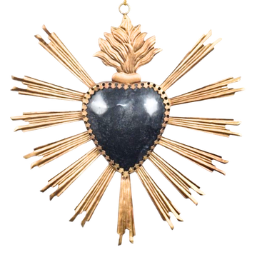 "Black & Gold Sacred Heart Hanging Ornament" 20x20cm