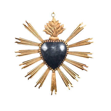 "Black & Gold Sacred Heart Hanging Ornament" 20x20cm