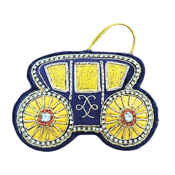 Blue Velvet Royal Carriage Embroidered Ornament