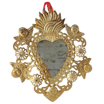 Milagro Heart Mirror  With Cherubs
