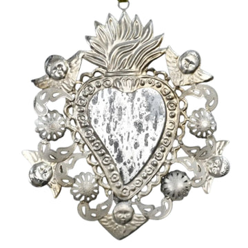Cherubs Milagro Heart Distressed Mirror