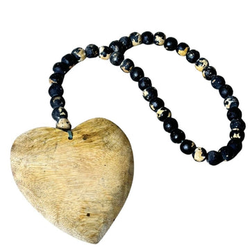 Wooden Beaded Garland With Heart