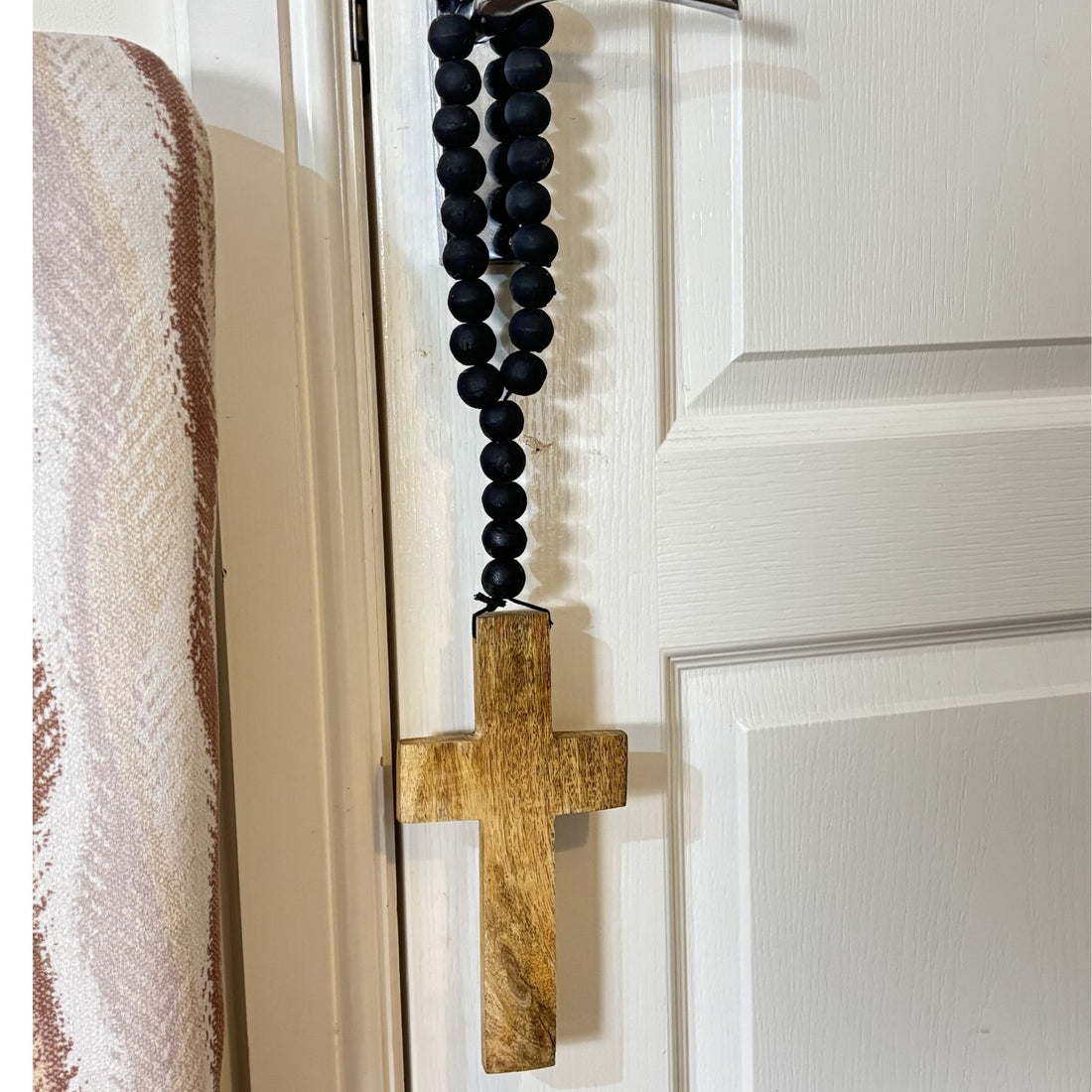 Wooden Beaded Hanging With Holy Cross