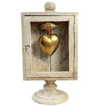 Distressed White Milagro Decoration with Stand