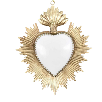 Flaming White MILAGRO HEART