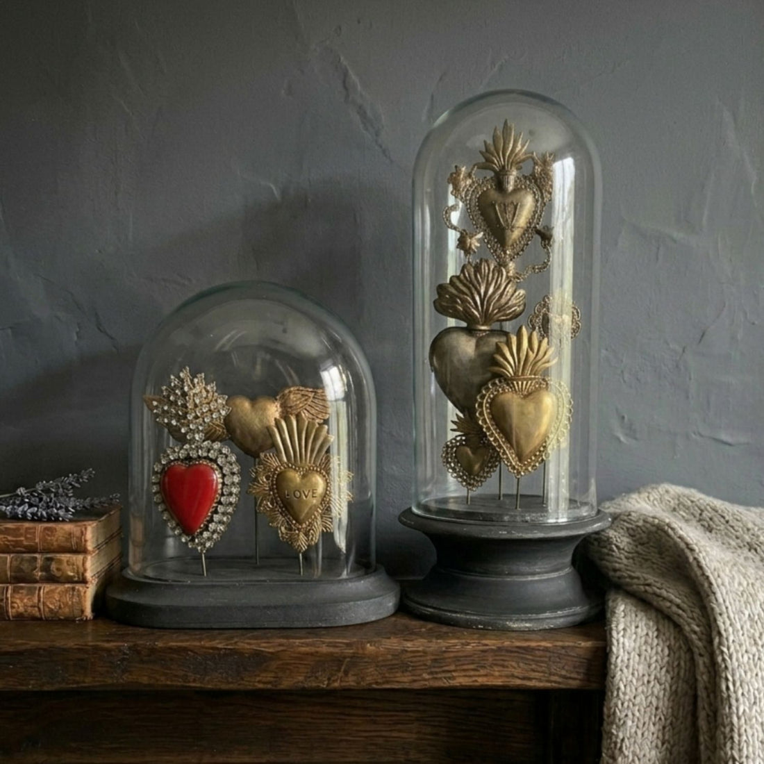 Glass Dome with Red Sacred Heart