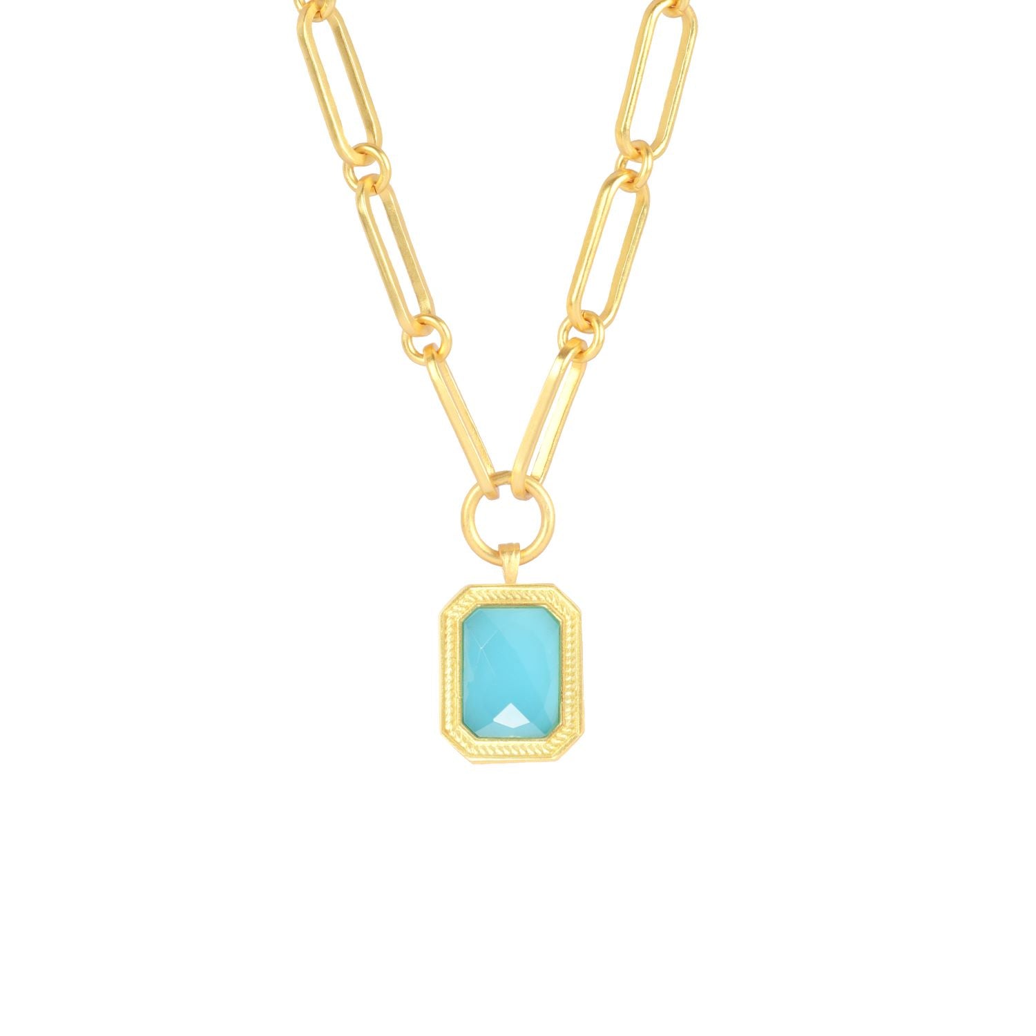 Paperclip Chain Rectangular Bahamain Blue Crystal