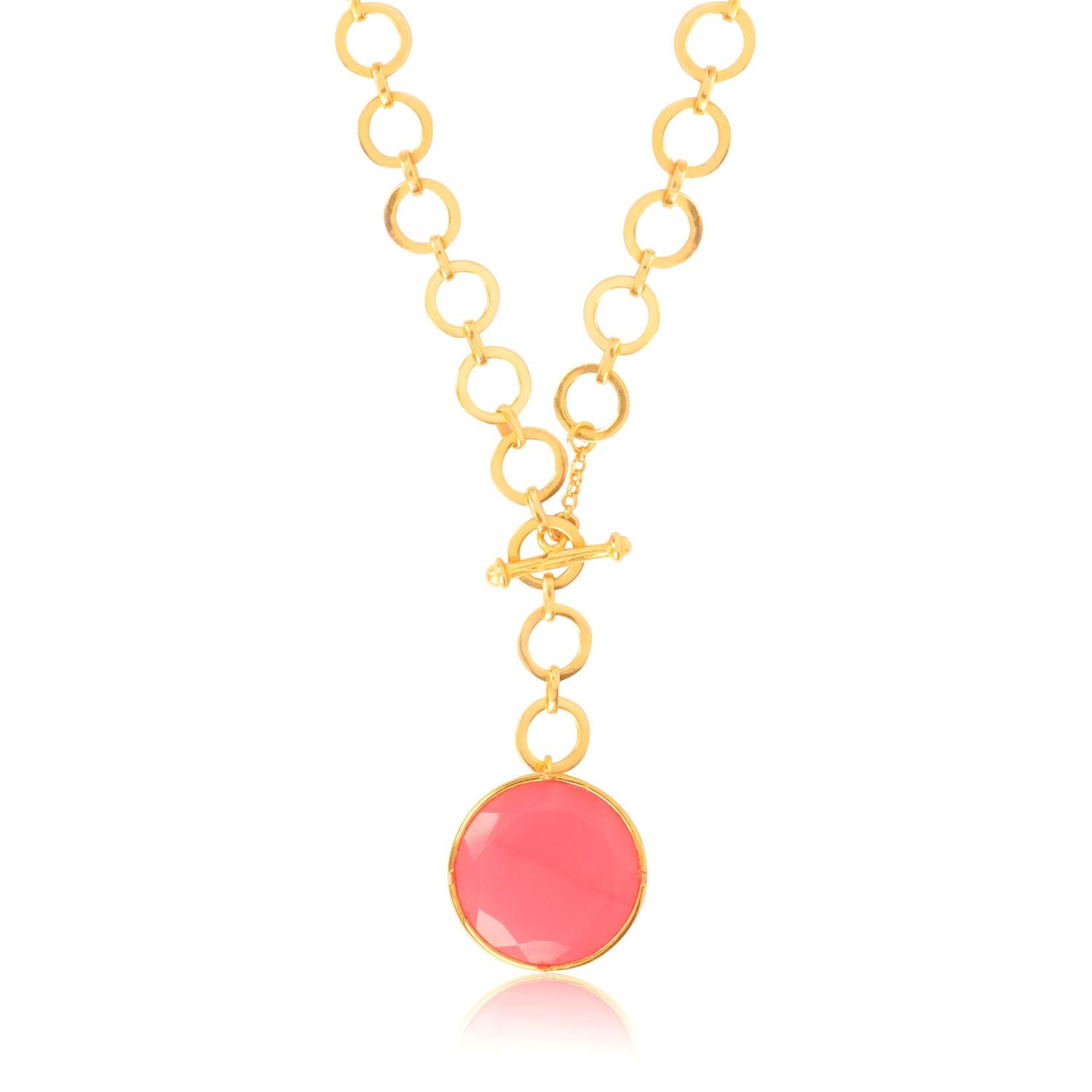 Blushing  Pink Crystal With Loop Chain & T Lock