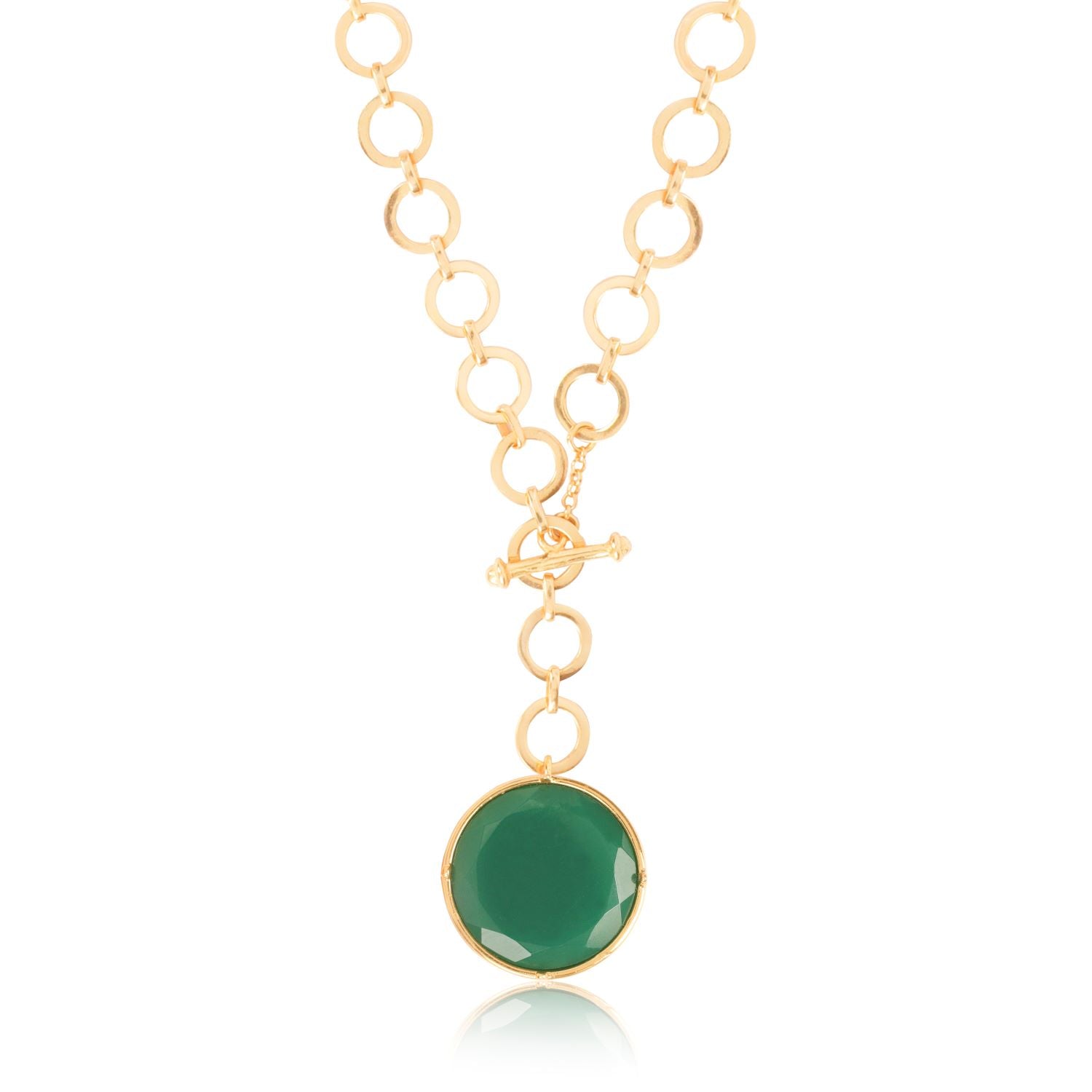 Emerald Green Crystal Pendant With Loop Chain & T-Lock