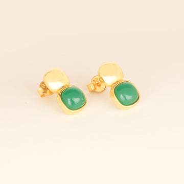 Glossy Gold & Emerald Green Crystal Stud