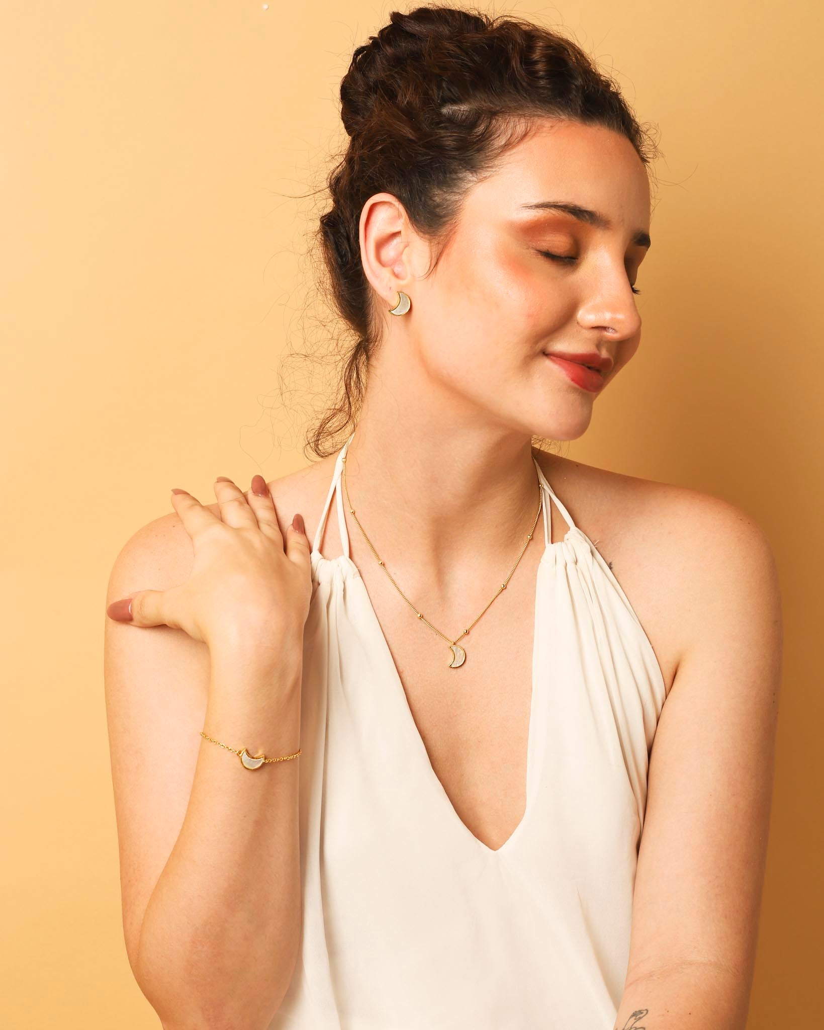 Stellar Elegance -  Earrings Mother of Pearl MOON - Lila Rasa