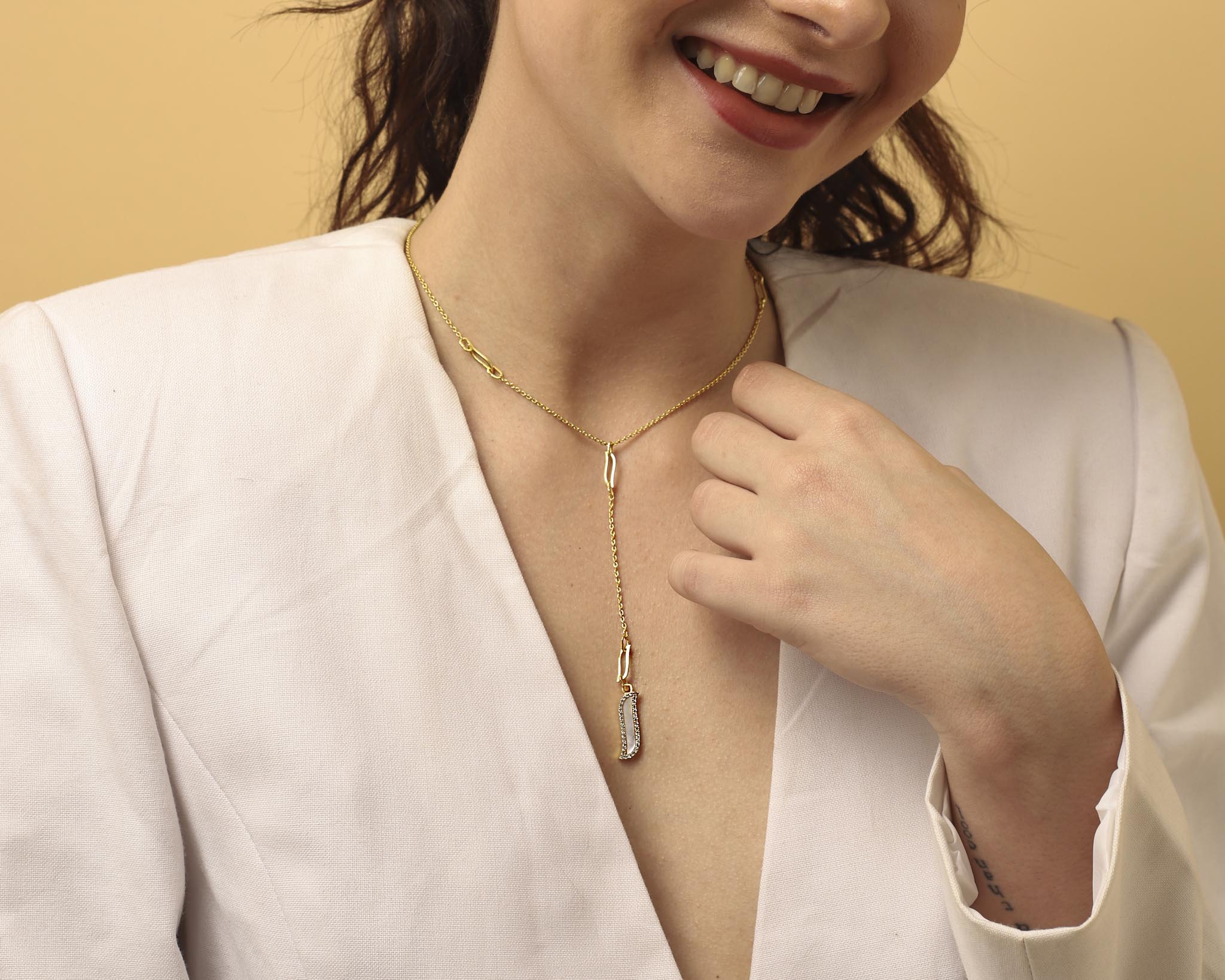 Wave Symphony Lariat Necklace - Mother of Pearl - Lila Rasa