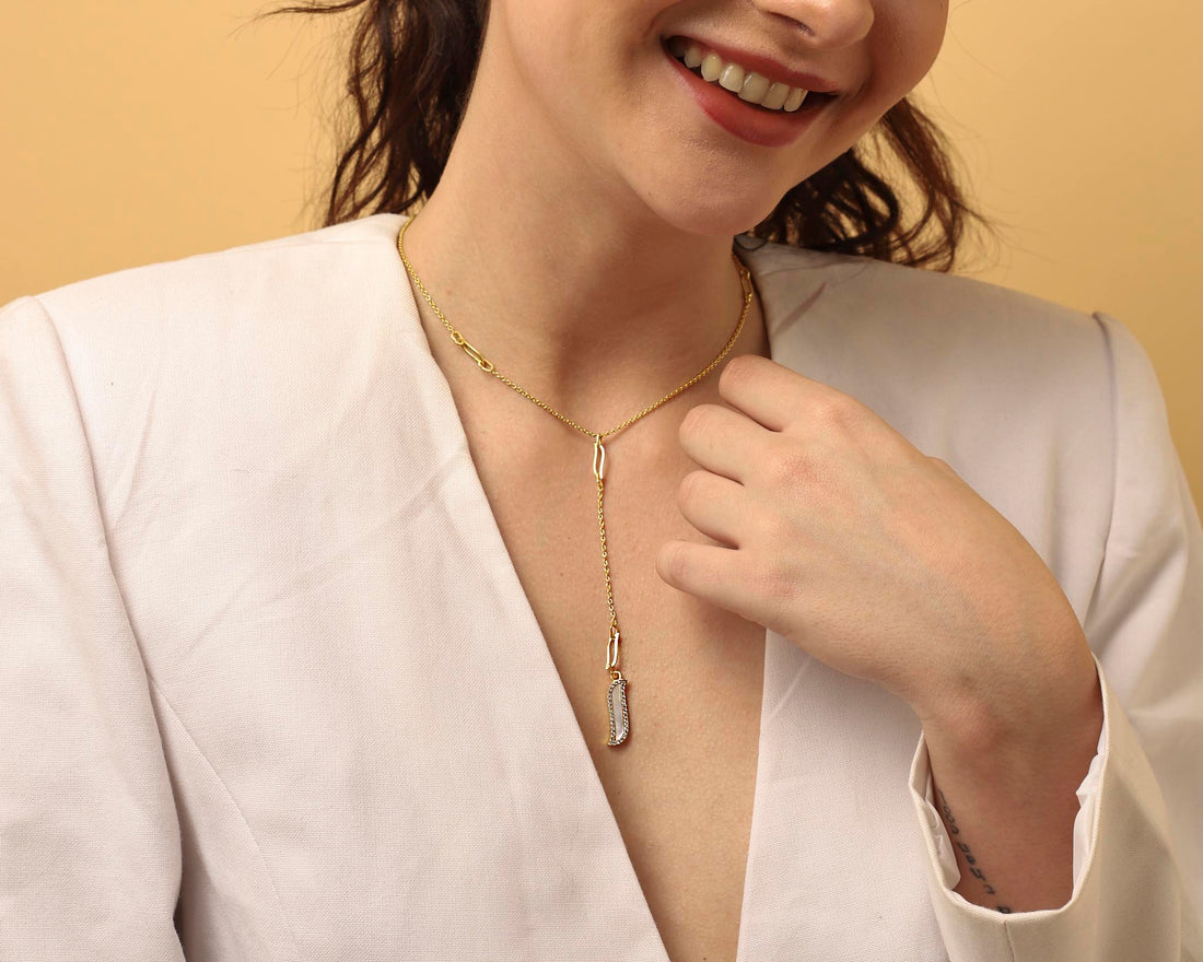 Wave Symphony Lariat Necklace - Mother of Pearl - Lila Rasa