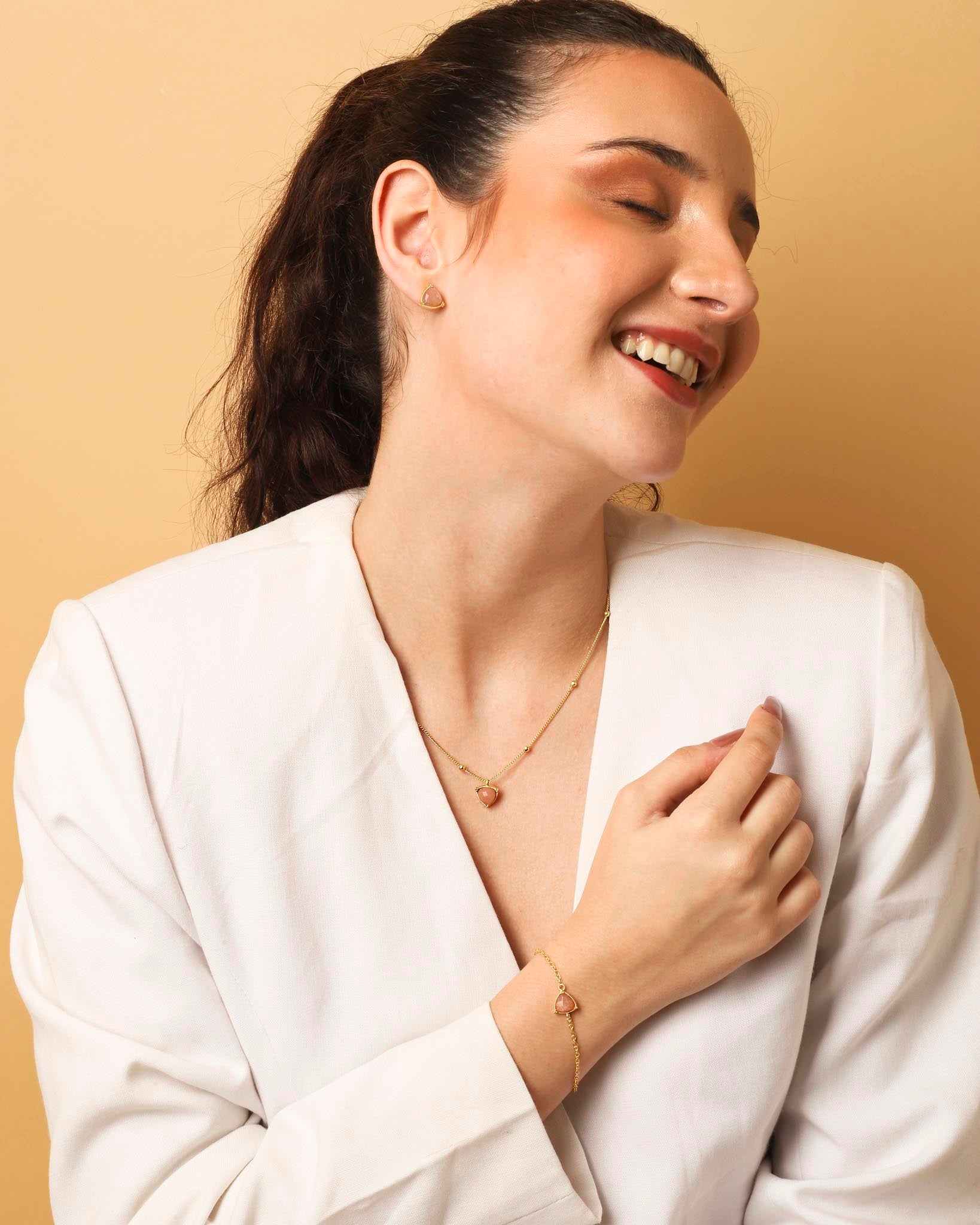 Stellar Elegance - Chakra Earrings Moon Peach - Lila Rasa