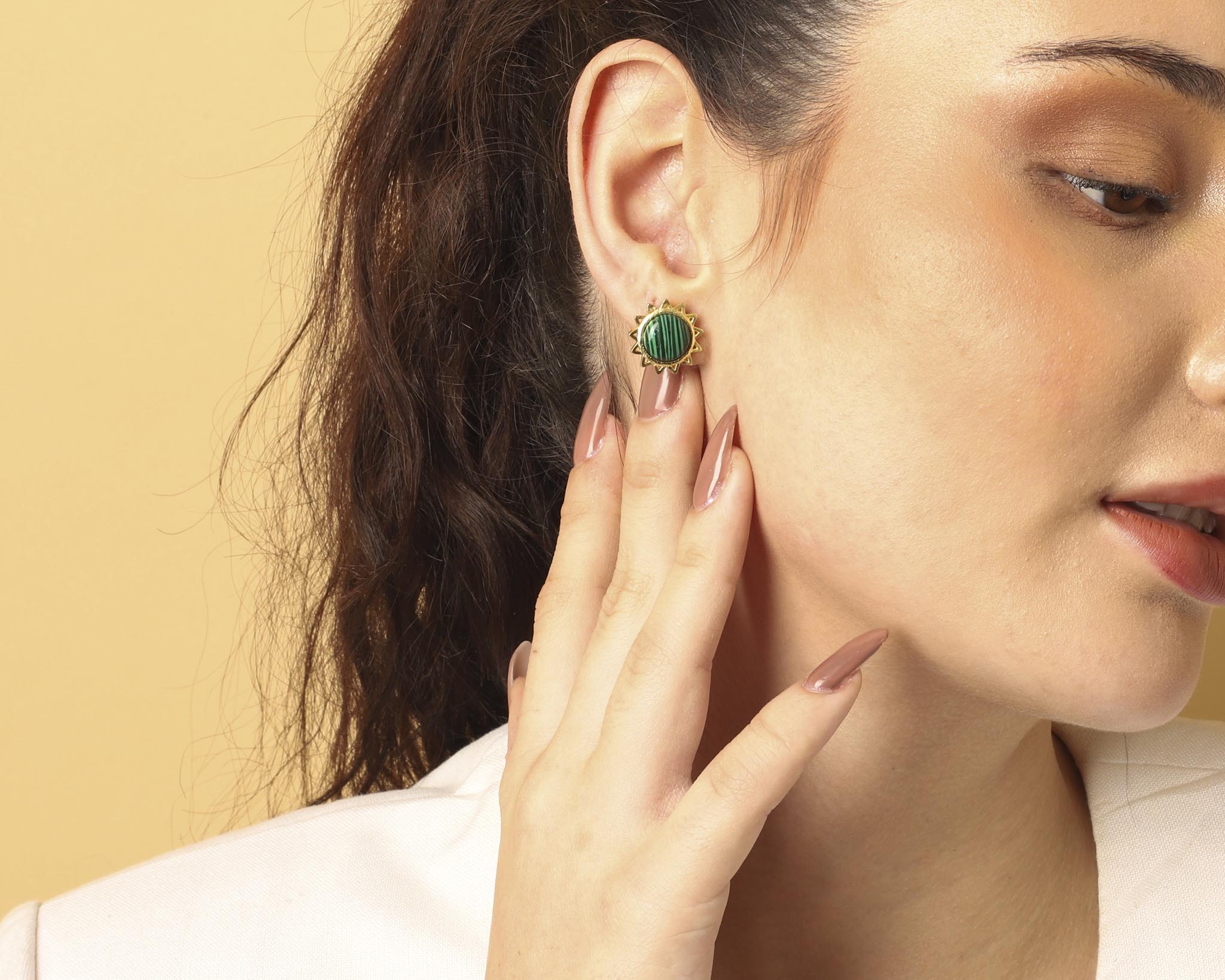 Stellar Elegance - Chakra Earrings Malachite - Lila Rasa