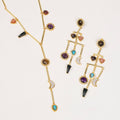 Stellar Elegance -  7 Healing Stones Multilayer Drop Earrings - Lila Rasa