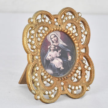 Small Antique Gold Jewelled Photo Frame
