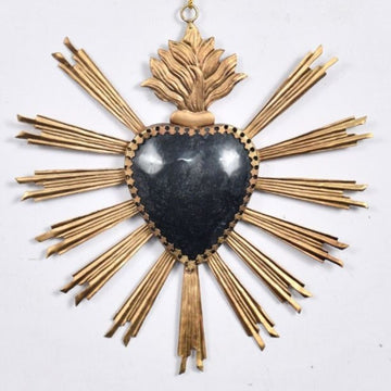 Black & Gold Sacred Heart Ornament (S)