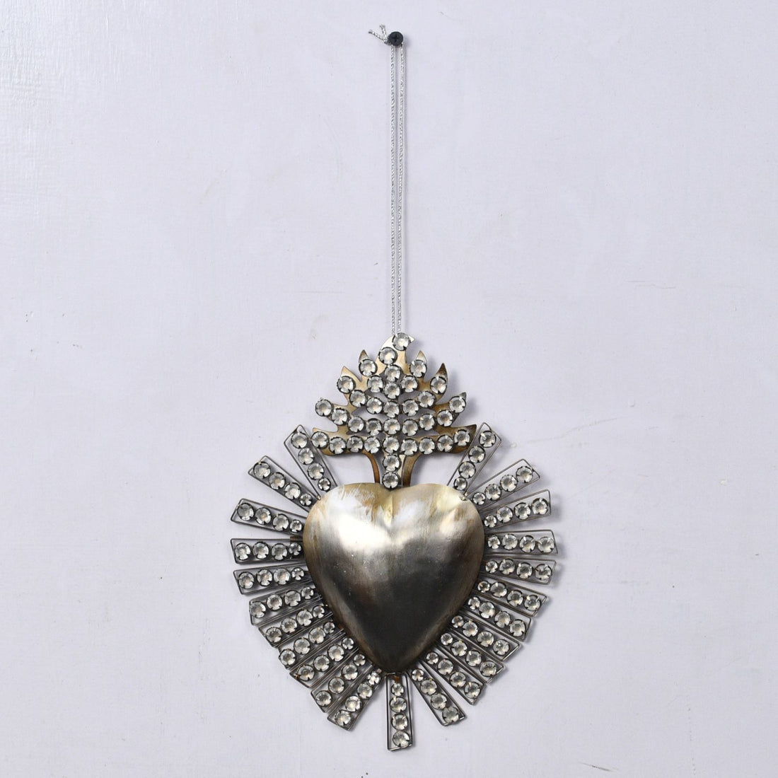 Silver Milagro Heart with Jewelled Stones