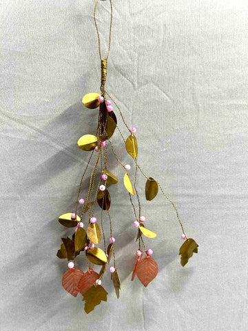 Pink Beads And Golden Leaves Bunch Ornament
