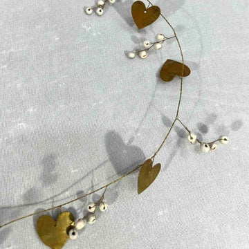 Antique Gold Beads & Hearts Garland
